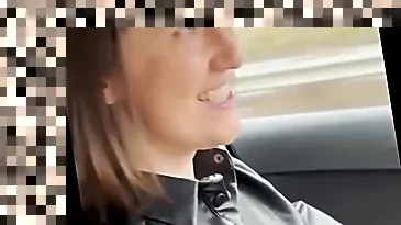 cum swallow in car