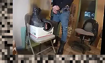 cum on leather boots