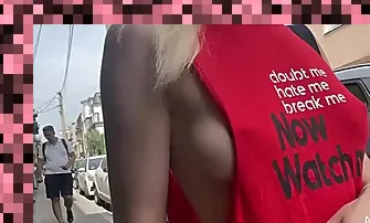 flashing tits in public