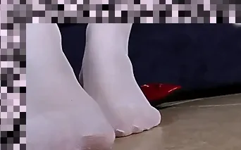 nylon feet close up